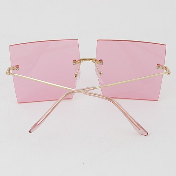Square Rimless Frameless Large Oversize Sunglasses - Picture 5 of 7